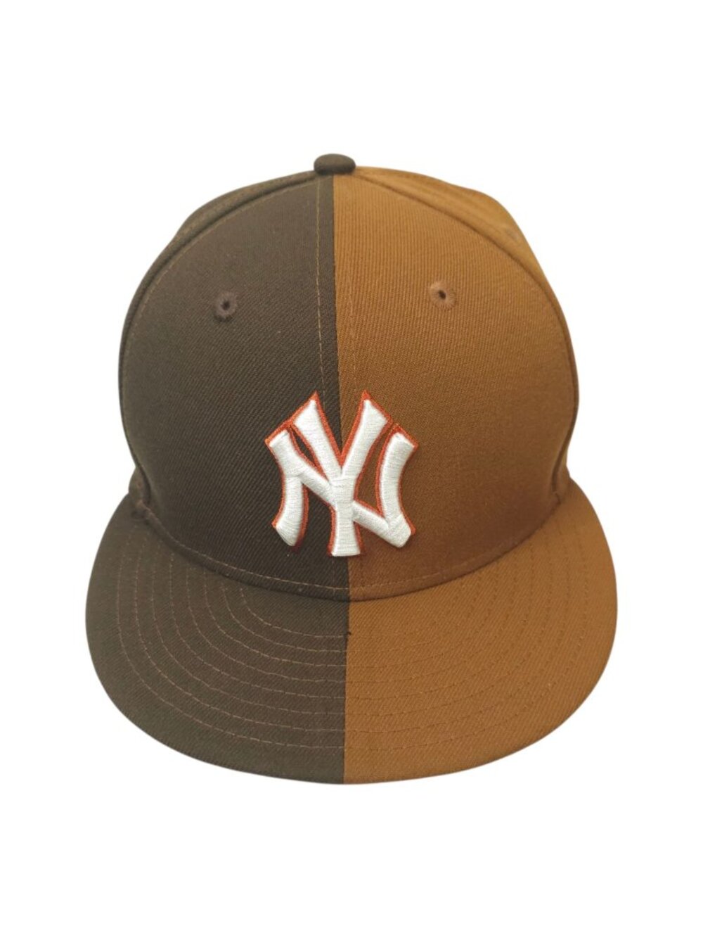 NY Yankees Fitted Hat 71/8 Split Brown Tan 1996 World Series New Era 59FIFTY Cap
